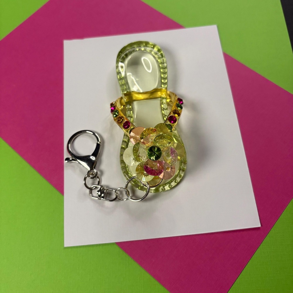 Rhinestone and Beaded‎ Sandal Flip Flop Purse Charm Bag Accessory Keychain